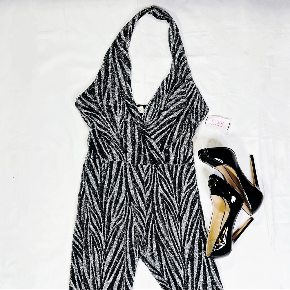 Glitter Jumpsuit Zebra Print